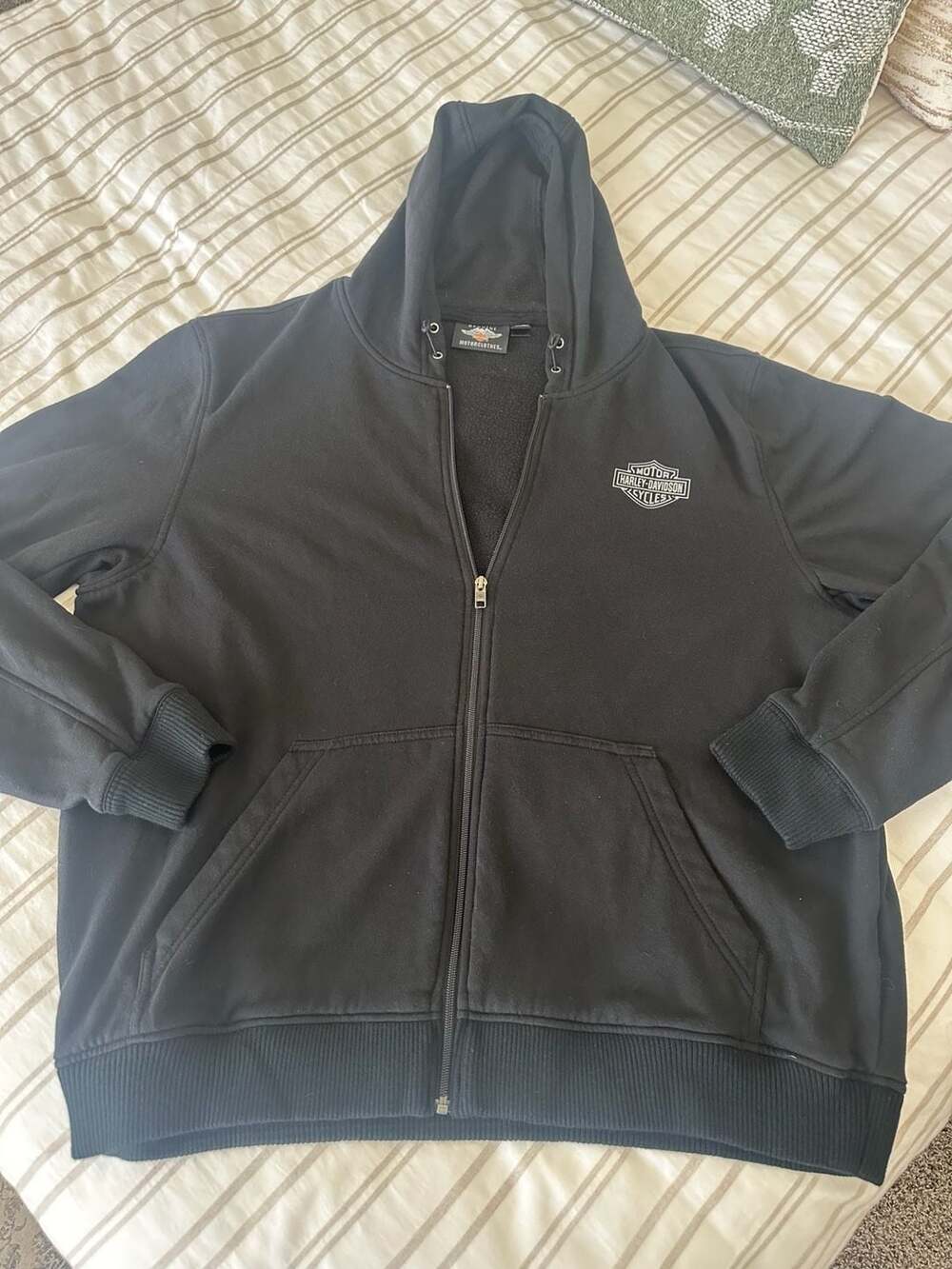 Harley-Davidson Mens Genuine Motorclothes Zip-Up Hoodie 2XL Black